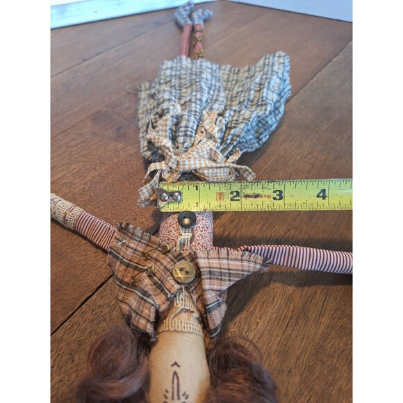 VTG Crazy Mountain Imports Folk Art Cloth Doll 21” Female Red Hat Plaid Shoes - Picture 12 of 16